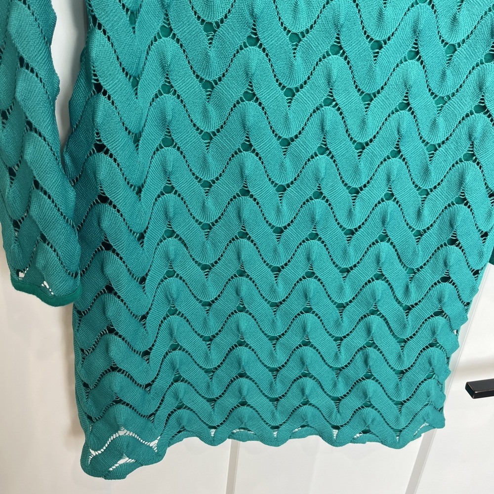 Free People Wild Thing Emerald Green Crochet Dress Size Medium Preppy Boho Party - Picture 4 of 6